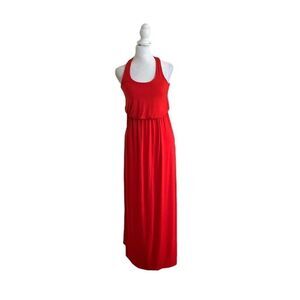 Anthropologie Lush Bright Red Beach Lounge Flowy Maxi Dress Elastic Waist US S
